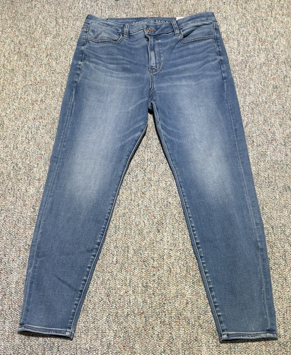 American Eagle Outfitters Curvy Super High Rise Super Stretch Blue Denim Jegging